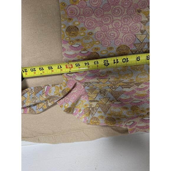 VINTAGE Goldworm Pants Set Womens 8 Made in Italy Metallic Geometric Pink Gold - Picture 10 of 15